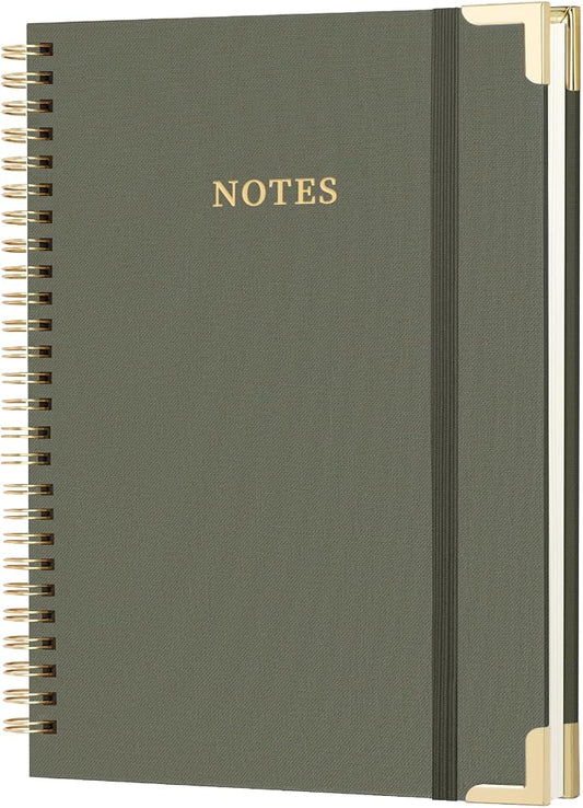 A4 Large Spiral Notebook Journal, (8.5×11'' )100 Pages 50 Sheets Linen Hardcover College Ruled Journaling For Work & Note Taking Thick Spiral Journal For Writing Daily Journal For Women & Men- Green
