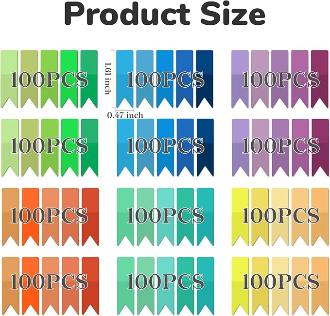 Temiary 1200 Pcs Transparent Sticky Index Tabs for Bible Study, Multicolor | Translucent Arrow Flag Tab Sticky Notes for Bookmarks Bible Tabs Notebook School Supplies