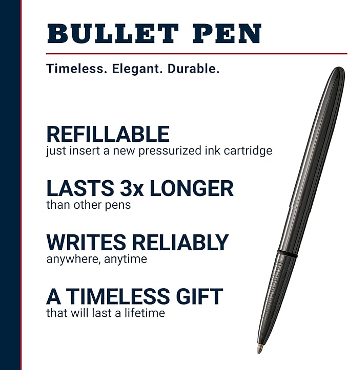 Fisher Space Pen Dark Matter Black Titanium Nitride Bullet Pen, Pressurized Ballpoint Pen, Compact Size, Writes Upside Down, Extreme Temperatures, Black Ink, Medium Point, Gift Box, Made in USA