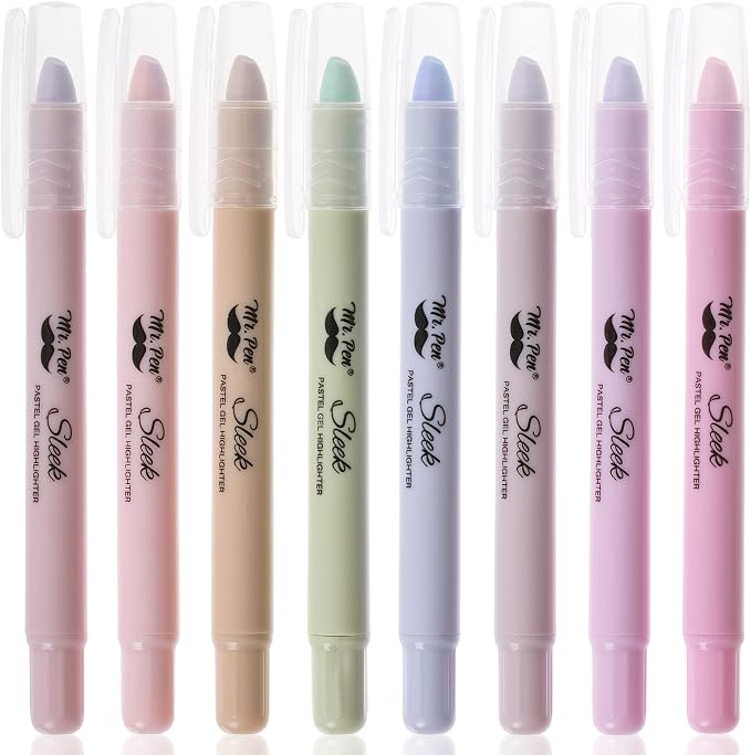 Mr. Pen- No Bleed Gel Highlighters, Morandi Colors, 8 Pack | Bible Highlighters and Pens No Bleed, Bible Markers for Study, Journaling, School Supplies and Accessories
