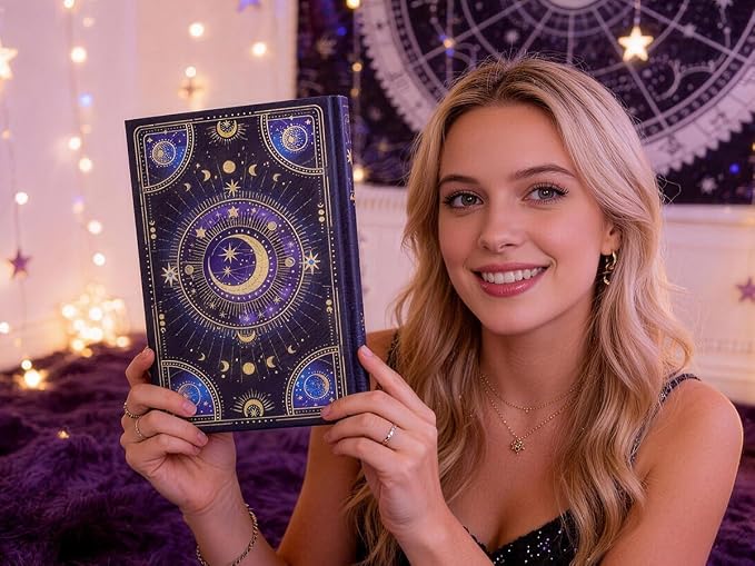 Hardcover Notebook Journal with 224 Pages, A5 Lined Journal for Smooth Writing, Aesthetic Celestial Magic Planet Notebook Journal, Mystical Journal for Women & Teens
