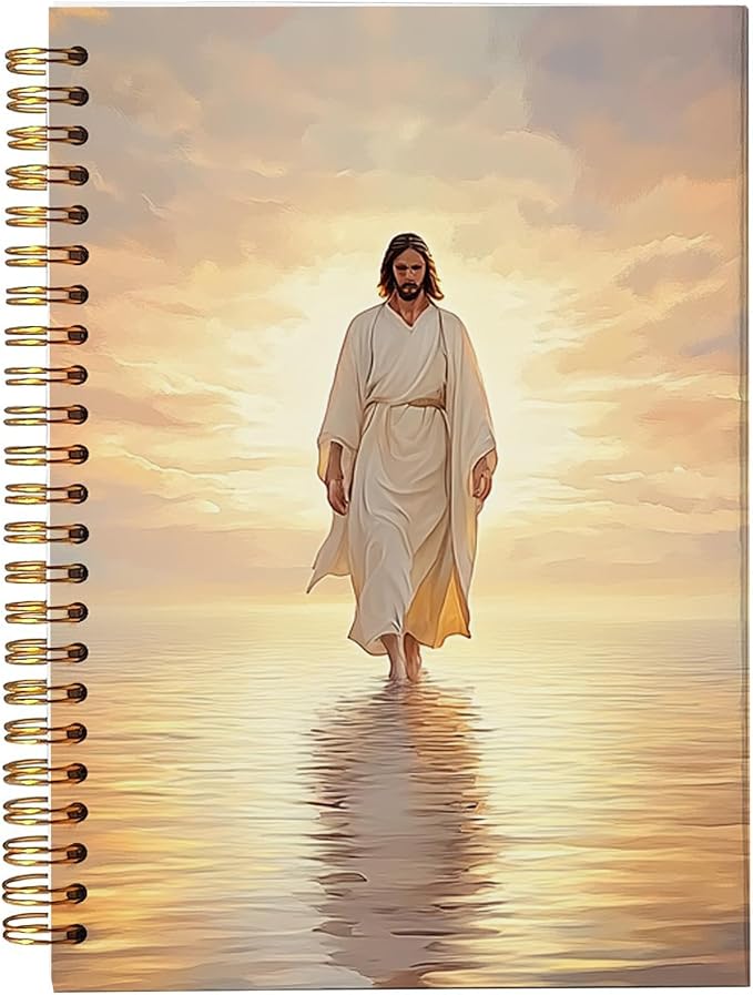 Jesus Walking on Water Spiral Notebook, Christian Bible Journal for Women Men, Christian Gifts for Women, Bible Journaling Notebooks for Note Taking, 5.5x8.3 Inch