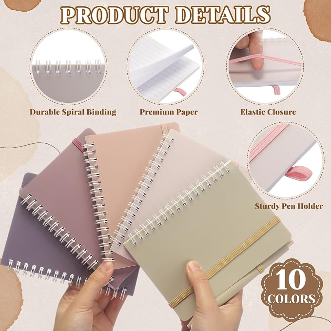 Fulmoon 100 Set Small Spiral Notebooks A6 with Pens Bulk, Multicolor 4" x 6" Pocket Notebooks Mini Lined Journals 50 Sheets for Back to School Supplies Students Rewards Office Gifts (Soft Pastels)