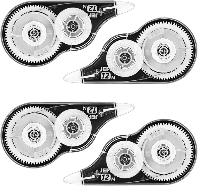 4 Pcs Correction Tape, 39.37 Ft White Wrong Out Tear-Resistant Bulk, Instant Corrections Easy to Use Applicator for School, Office, Note Taking, Journal (Tape Width 0.2 in，Clear)