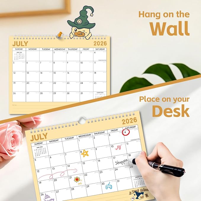 Comix x Bduck 18 Month Wall Calendar 2026-2027 11x8.5 Inch, Monthly Planner Jul 2026 to Dec 2027, Thick 120GSM Paper with Stable Twin-Wire Binding for Home Office Planning