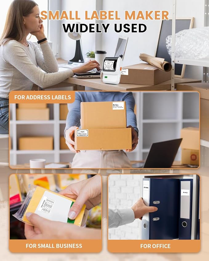 M100 Label Maker Machine with 3 Tapes, Portable Bluetooth Thermal Printer | 2 inch Label Printer Easy to Use Sticker Printer for Small Business, Home, School, Organization,, Office, Warehouse, White