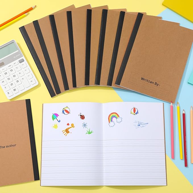 Henoyso 20 Pack Primary Composition Notebook, 9-3/4" x 7-1/2", Kids Primary Journal, K-2 Writing Notebook for Kids Student Draw Write Story Journal Half Blank Books(Black)