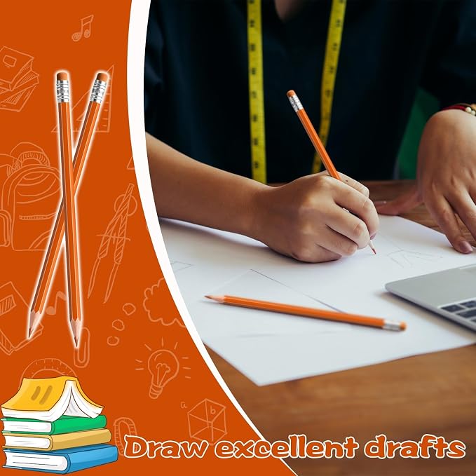 120 PCS Orange Pencils Bulk with Eraser, Pre-Sharpened HB Spring & Easter Pencils for Kids, School Supplies for Writing, Drawing & Easter Art Crafts(Orange)