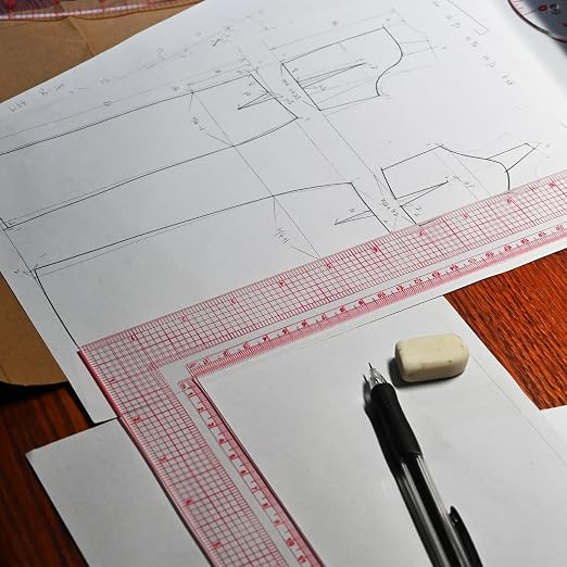 YLaziion 12" Acrylic L-Square Sewing Ruler, Right Angle Quilting Tool | 3mm non-yellowing clear acrylic, French curve, Enlarged Scale for pattern making, fashion design, tailoring, grading & crafts
