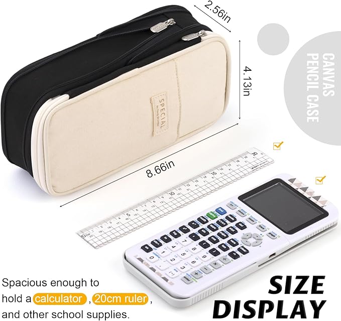 EASTHILL Big Capacity Pencil Pen Case Office College School Large Storage High Capacity Bag Pouch Holder Box Organizer Black White