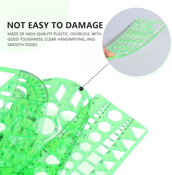 SenseYo 3 Pack Plastic Circle Template Stencil Round Measuring Geometric Circle Oval Stencil Ruler Drafting Drawing Tools Set Architecture Supplies for Office Building Formwork Studying Designing