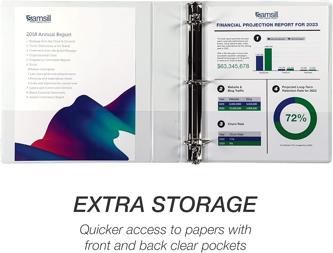 Samsill Durable 1.5 inch 3 Ring Binder, Made in USA, D Ring Binder, 100% Recycled Chipboard, White, Pallet of 480 Binders in 40 Cartons