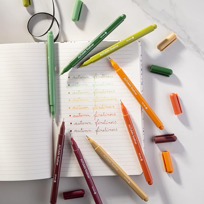 DIVERSEBEE Fine Tip Pens, 0.5mm Fine Point, Assorted Colors (Autumn) | 8 Bible Pens No Bleed Through Fineliners, Markers for Journaling, Bible Study Journaling Supplies and Accessories