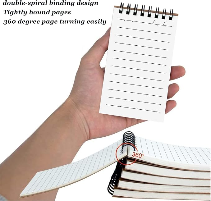 12Pack Pocket Notebooks, 3x5 Inch 60 Sheets/120 Pages 9MM Wide Ruled‌ Mini Kraft Spiral Notebook, Small Notepads, Top Bound Pocket Size Note Pads With Lined Pages,Memo Pads For Home,School,Office(12)