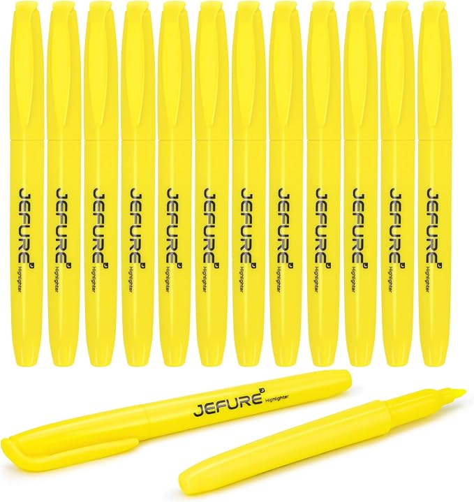 12 Pcs Highlighters, Chisel Tip, Yellow | Bible Highlighters, Quick Dry, for Studying, Note-Taking, College, Teacher & Student Supplies