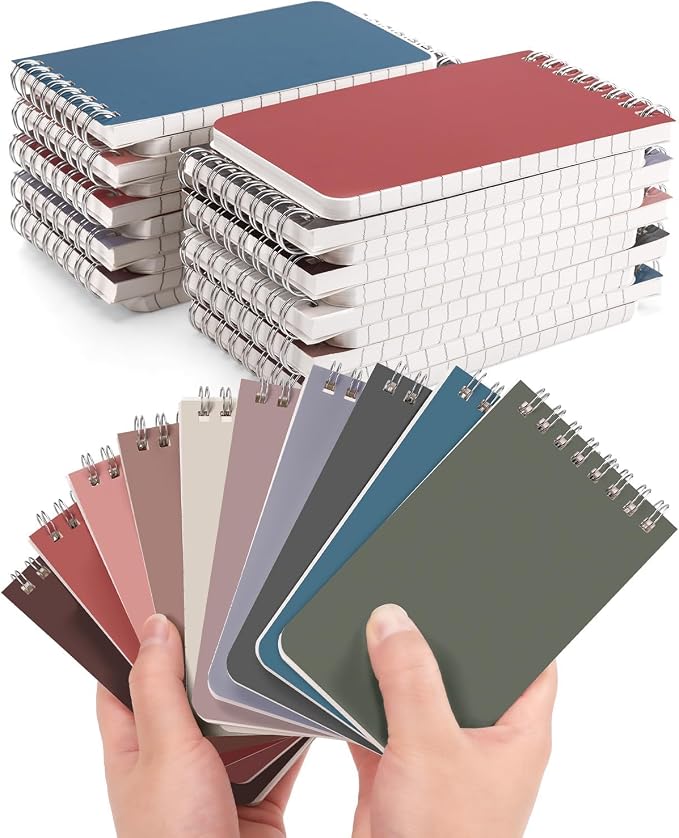 Dynta Small Top Spiral Notebooks Bulk 3x5 Inch, 30 Packs Pocket Notepad, Mini Pads 10 Morandi Colored, Memo Notepads for Home, School, College, Office, Work, Travel, 60 Sheets/120 Pages