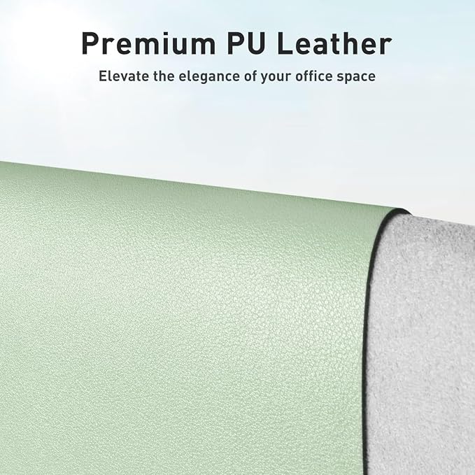Aothia Faux Leather Desk Mat - Non-Slip PU Leather Desk Blotter, Waterproof Writing Surface, Large Desk Pad for Office & Home (Aqua, 55" x 24")