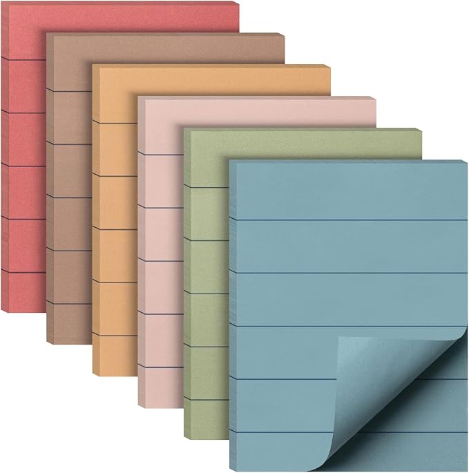 Mr. Pen- Small Lined Sticky Notes, 1.5" x 2", 6 Pads, 60 Sheets/Pad | Vintage Color, Small Sticky Notes with Lines, Ruled Post Stickies, Memo Pads, Self-Stick Note Pad for Office, School, Home