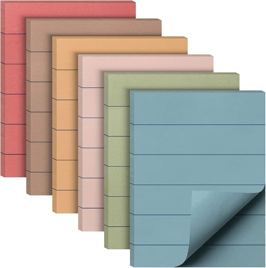 Mr. Pen- Small Lined Sticky Notes, 1.5" x 2", 6 Pads, 60 Sheets/Pad | Vintage Color, Small Sticky Notes with Lines, Ruled Post Stickies, Memo Pads, Self-Stick Note Pad for Office, School, Home