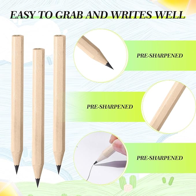Yexiya Golf Pencils Bulk Half 2 HB 3.5 Pre Sharpened Hexagonal Yellow Wood Mini Pencils for Party Favors Kids School Classroom Office Supplies (350 Pcs)