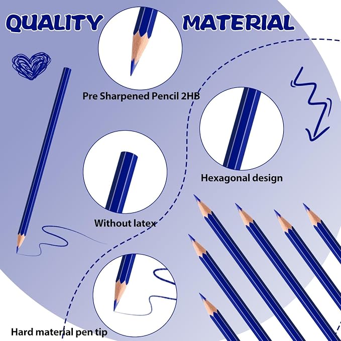 24 Pack Dark Blue Colored Pencils for Kids, Pre-sharpened Art Pencils Back to School Supplies Set, Drawing Sketching Pencils for Students, Teachers, Classroom