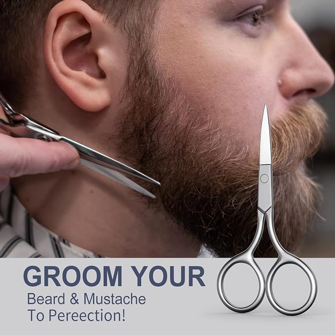 Eyebrow Scissors, Small Scissors for Hair, Eyebrows, Nose Hair, Beard, Eyelashes, Cuticle. Stainless Steel Fine Straight Tip Nose Hair Scissors -ASONTAO (3Pcs Eyebrow Scissors)