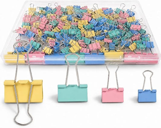 180Pcs Colorful Binder Clips Assorted Size, Metal Paper Clips for Daily Use | Clips Office Supplies for Documents, Files, School Supplies, Home and Desk Organization
