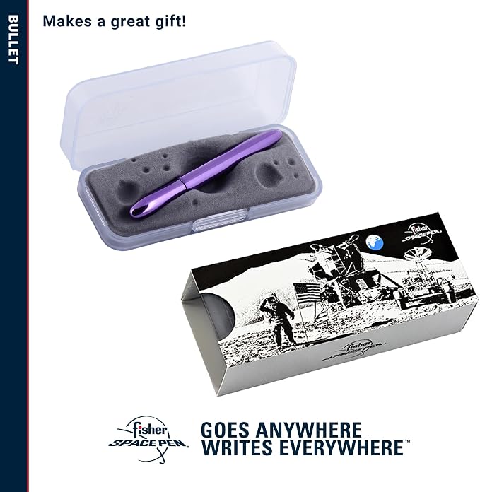 Fisher Space Pen Purple Haze Bullet Pen, Pressurized Ballpoint Pen, Compact Pocket Size, Writes Upside Down and in Extreme Temperatures, Smooth Black Ink, Medium Point, Gift Box, Made in the USA