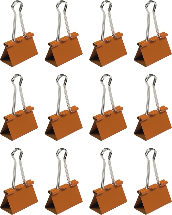 JAM PAPER Colorful Binder Clips - Large - 1 1/2 Inch (41 mm) - Orange Binderclips - 12/Pack