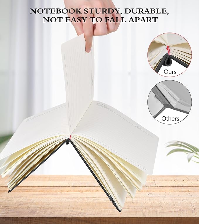 PERCUN Lined Journal Notebook 200 Pages Hardcover Leather Journal 5.9"x8.5" | A5 writing journal for women, men, business, travel, school, college ruled pages, daily diary