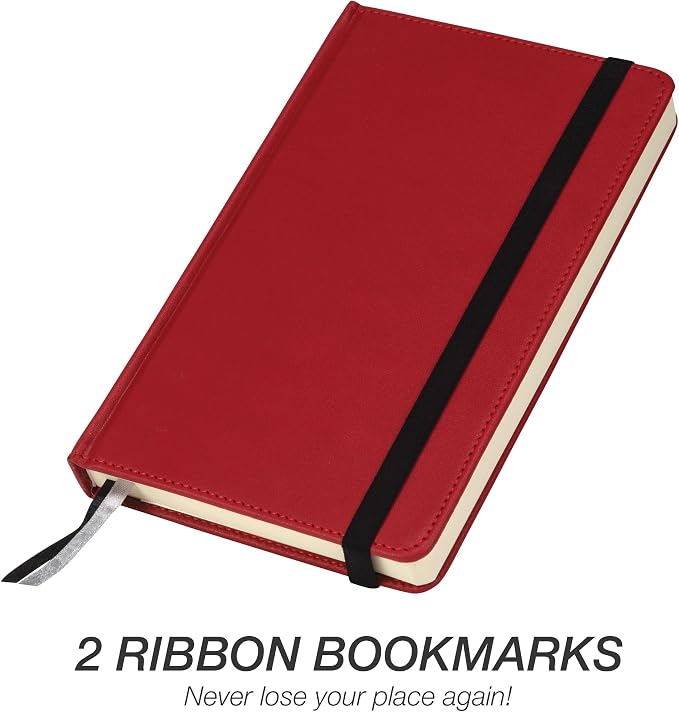 Samsill Classic Size Writing Notebook Journal, Hardbound Cover, 5.25 Inch x 8.25 Inch, 120 Ruled Sheets (240 Pages), Red