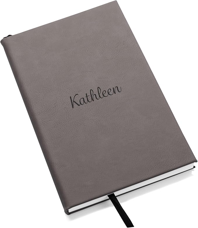 Lifetime Creations Personalized Journal Notebook (Gray) - Customized Hardcover Vegan Leather Writing Notepad, Business Meeting Hard Cover Note Book Gift for Professionals
