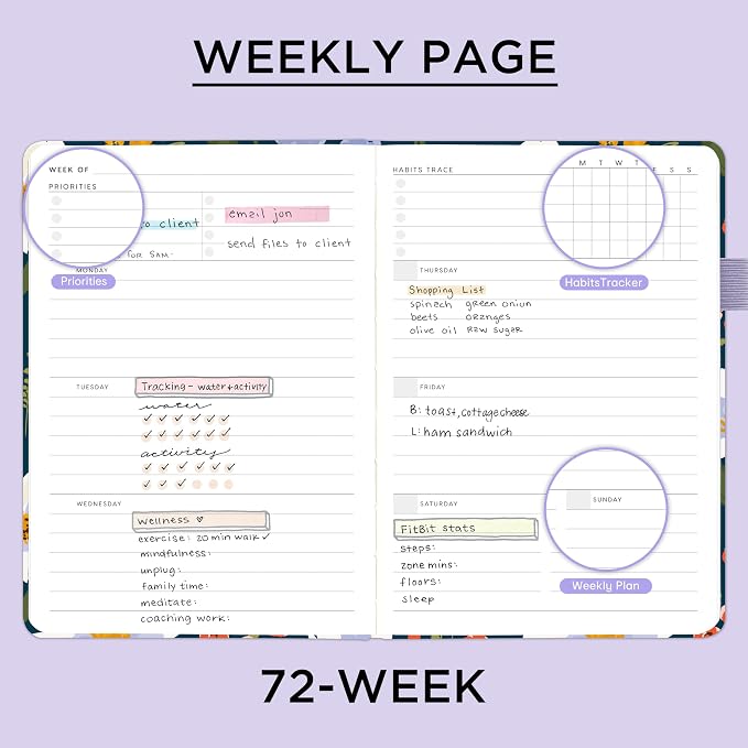 And Per Se Undated Academic Planner, Weekly & Monthly Planner with Goal & Habit Tracker, A5 Hardcover, Garden Flowers