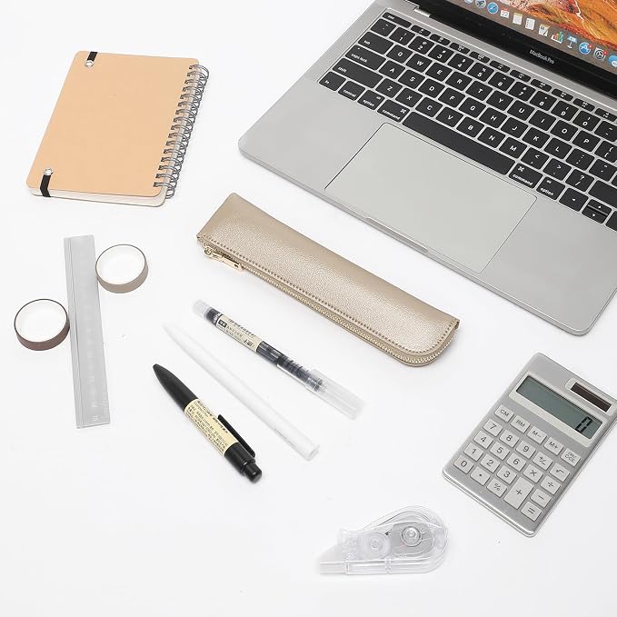 Slim Pencil Case Small Pencil Pouch Pen Case (Pearl White Tea/FL)