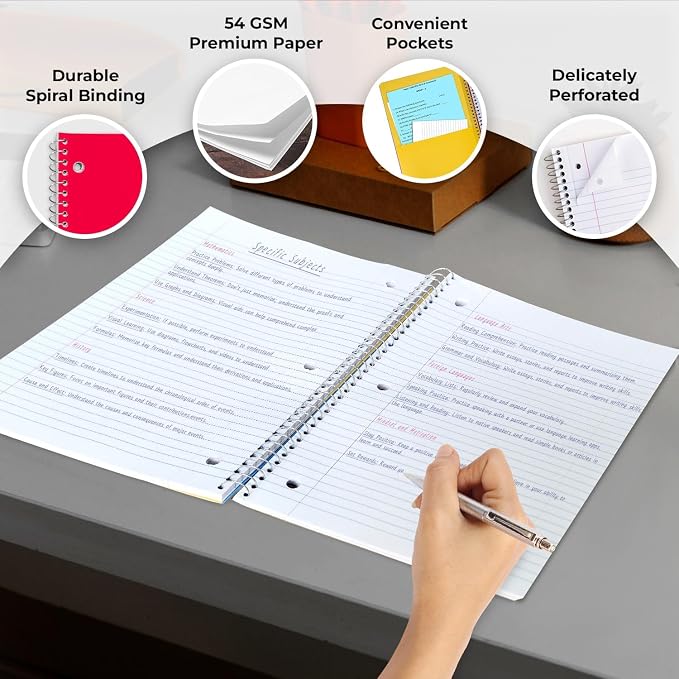 Rosmonde 1000 Packs (Pallet) 5 Subject Notebooks, Spiral Notebook Bulk, College Ruled,150 Sheets (300 pages),Pallet of Notebooks, 8 x 10-1/2", Bulk Spiral Notebooks for School & Office, 4-7 Days Transit