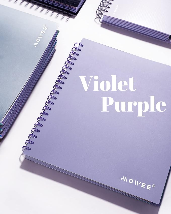 5 Subject Notebook - Spiral Notebook, College Ruled Notebook With Dividers Pocket, Tabs, 11" Ruler, 200 Pages, for Writing Journal, Home & Office, School Supplies, 8.5''x11'' Violet | 200 Pages, 11" Ruler, 8.5"x11" Violet, Pocket Dividers with Tab Labe...