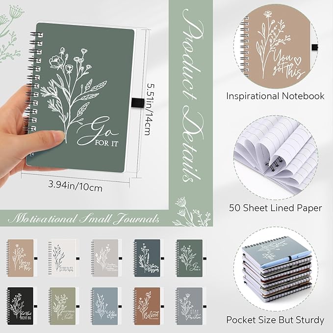 Tenceur 40 Set Mini Inspirational Notebook Back to School Motivational Pen Bulk Teacher Gift Small Pocket Journals Notepad Employee Appreciation Gift for Coworker Office (Classic Color)