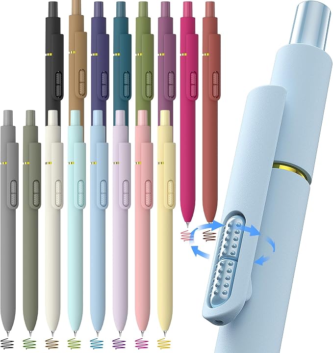 Hiacry 16Pcs Colorful Gel Pens - 0.7MM Fine Point Colored Ink Fidget Pens | Smooth Writing Quick-Dry Pens, No Smear, Journaling, Note Taking, Drawing, School, Office, Men & Women (Vintage+Morandi)