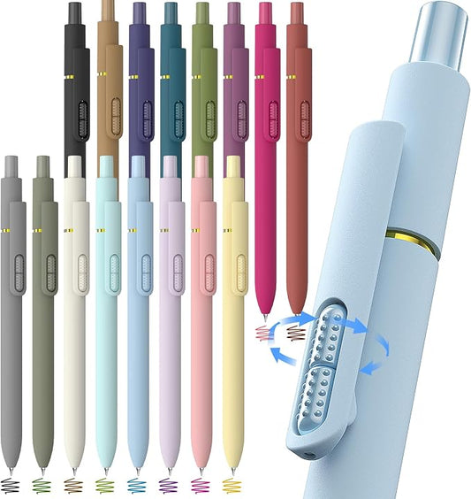 Hiacry 16Pcs Colorful Gel Pens - 0.7MM Fine Point Colored Ink Fidget Pens | Smooth Writing Quick-Dry Pens, No Smear, Journaling, Note Taking, Drawing, School, Office, Men & Women (Vintage+Morandi)