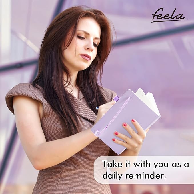 feela 3 Pack Hardcover Notebook For Women, Classic Ruled Lined Journal Set School Business Supplies, with 3 Black Pens, 120 GSM, 5.1”x8.3”, A5, Pastel Colors, Light Blue, Light Purple, Light Green