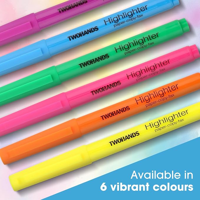 TWOHANDS Highlighters Assorted Colors,Chisel Tip Marker Pens,12-Count,21304