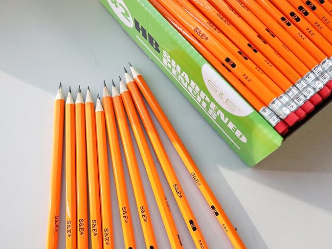 S & E TEACHER'S EDITION #2 Pencils, Pre-sharpened HB Lead Bulk Box – 200 Pack Yellow Woodcase Pencils with Erasers, Ideal for Standardized Tests, Classroom & Home – No. 2 Pencil Back to School