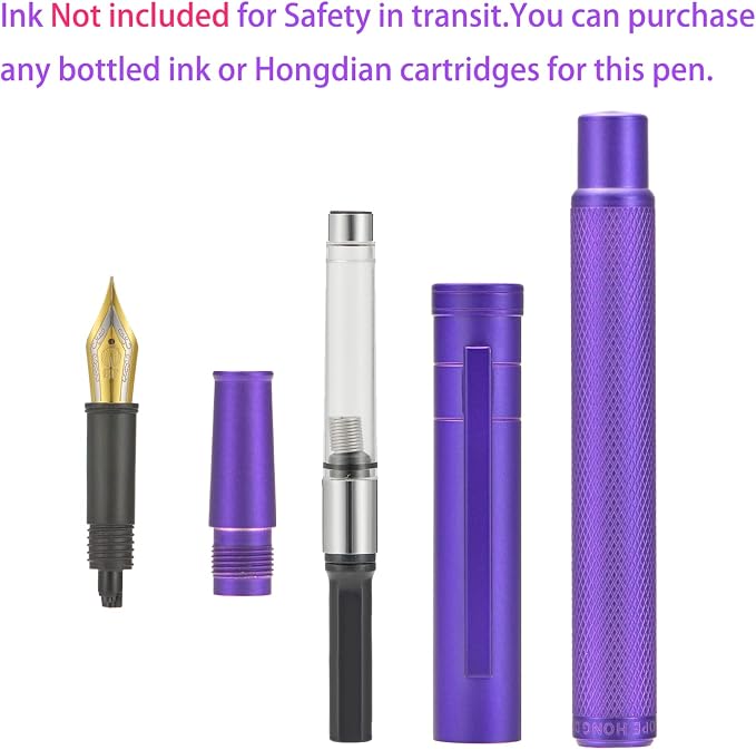 Hongdian 1851 Purple Forest Fountain Pen Medium Nib, Classic Design with Converter and Metal Pen Case