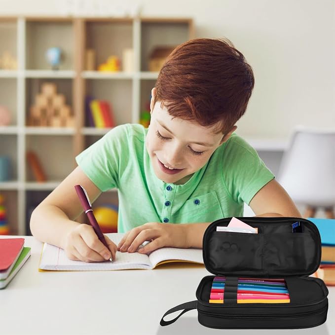 TILYTADLY Large Pencil Case for Boys - Soccer Boys Pencil Pouch with Zipper Compartments - Big Capacity Pen Box Pen Bag Organizer with Keychain for Kids Teens School