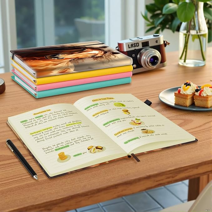 Hardcover Executive Notebooks, A5 PU Leather Lined Journal Notebook, 200 Pages Thick Paper Subject Notebooks for School,Work,Home Writing Business Notebook, Diary Book ， Wild Horse