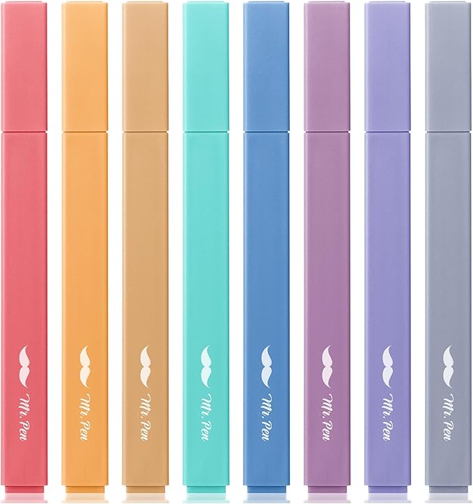 Mr. Pen- Aesthetic Highlighters No Bleed, 8 Pack, Assorted Colors | Chisel Tip, Cute Highlighters Assorted Colors for Journaling, Highlighting, Underlining, Fast Dry, Back to School Supplies