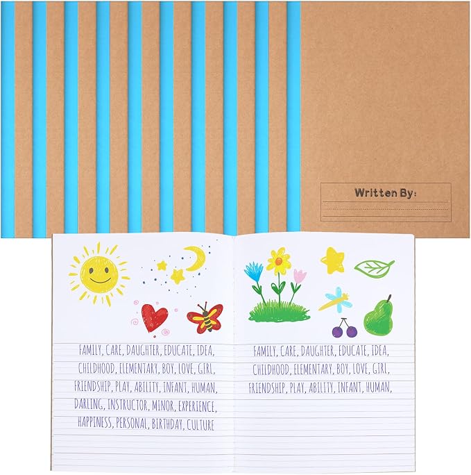 Henoyso 20 Pack Primary Composition Notebook, 9-3/4" x 7-1/2", Kids Primary Journal, K-2 Writing Notebook for Kids Student Draw Write Story Journal Half Blank Books(Blue)