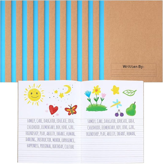 Henoyso 20 Pack Primary Composition Notebook, 9-3/4" x 7-1/2", Kids Primary Journal, K-2 Writing Notebook for Kids Student Draw Write Story Journal Half Blank Books(Blue)