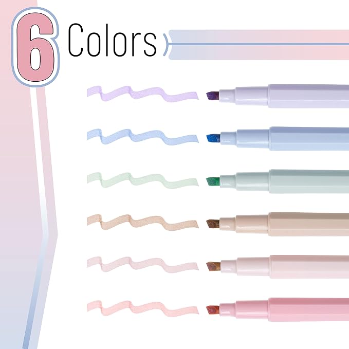 Mr. Pen- Aesthetic Highlighters No Bleed, 6 Pack, Pastel Colors, Chisel Tip | Cute Bible Highlighters Assorted Colors for Journaling, Highlighting, Underlining, Fast Dry, Back to School Supplies