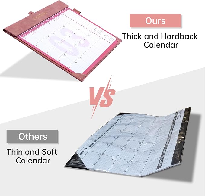 Yoment Desk Calendar 2026 Leather Desk Calendar with To-Do Lists, 13 Months Desk Pad Wall Calendar with Pen Holders PVC Cover for Work Office School Home Women Men, Jan 2026-Dec 2026, 17 x 12, Pink